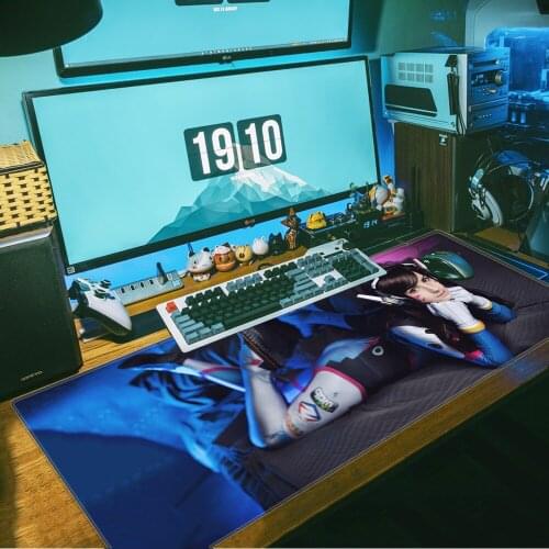 D.va girl Comfort Mouse Mat Gaming Mousepad Computer Gaming Mousepad Anti-slip Natural Rubber with Locking Edge Gaming Mouse Mat