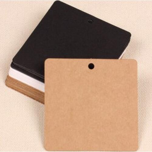 Kraft Paper 6*6cm 1000Pcs/ Lot Brown-White-Black Squared Price Tags With A Hole Writting Wishes Products Information Labels