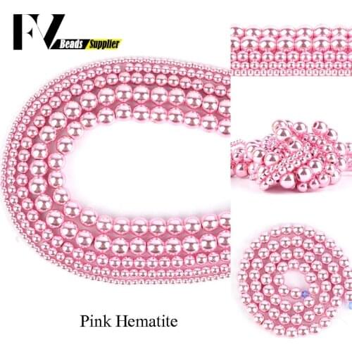 Natural Rose Gold Pink Plated Hematite Round Beads For Diy Jewelry Making 2 3 4 6 8 10mm Spacer Beads Handicraft Accessories 15"