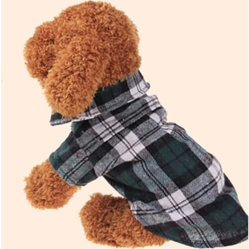 Small pet dog, cotton cloth, handsome boy, checked shirt, lapel coat, cat jacket, clothing, costume, top costume XS XL