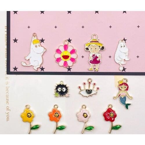 Cartoon animation jewelry accessories DIY flowers demon eyes hippo mermaid earring material mobile phone pendant