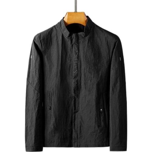 Mens jacket 2021 new spring and autumn stand-up collar jacket mens slim Korean trend