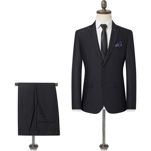 Men Suits Spring Autumn Slim Business Office Work Classic Daily Life Wedding Groom Suit Navy Blue 2 Pieces Banquet Party Prom