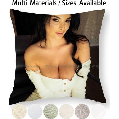 Anissa Kate Pillow Case Throw Pillow Cover Cotton Linen Flax Anissa Kate French Sexy Hot Xxx Boobs Onlyfans Cleavage Brunette
