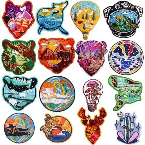 Nicediy Outdoor Animal Patch Wilderness Patches Pack Badge Embroidered Patches For Clothing Sewing Applique Jacket Jeans Patch
