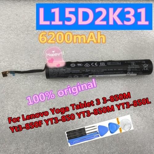 New Original 6200mAh L15C2K31 L15D2K31 Battery For Lenovo Yoga Tablet 3 YOGA 3-850M Yt3-850F YT3-850 YT3-850M YT3-850L Batteries