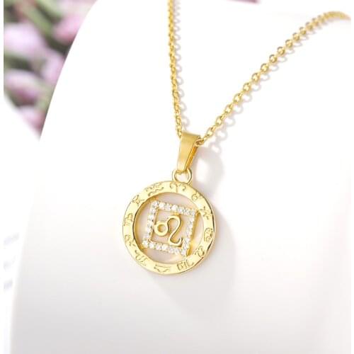 Zodiac Necklace 12 Constellation Necklace for women Aries Leo Wholesale Jewelry 2021 Chains Girl Valentine Gift Bijoux Femme