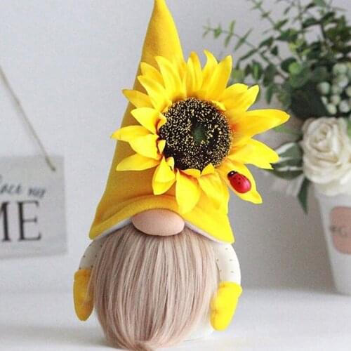 Bee Gnome Spring Sunflower Doll Decor Handmade Bumble Plush Faceless Doll Ornaments Bedroom Desktop Gnomes Ornaments