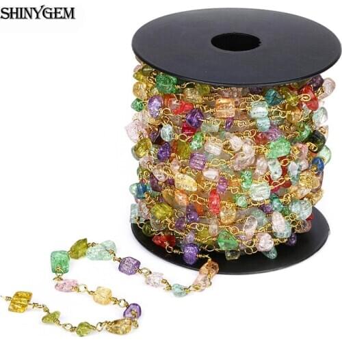 ShinyGem Irregular Cut Crystal Druzy Bead Gold Plated Copper Chains For DIY Necklace Jewelry Making Accessories Wholesale 5M