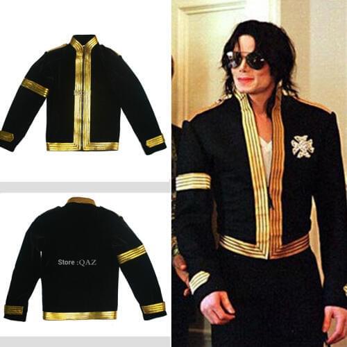 Rare MJ South Africa Nelson Mandela Tour Black Military Casual Dress Jacket Golden Sleeve Halloween Clothing in 1996s