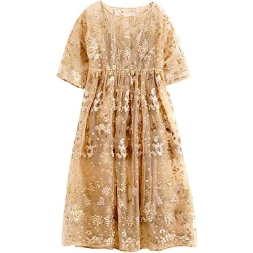 Luxurious Embroidery Silk Elegant Pastel Vestidos Boho Vacation Lining Ukraine Flower Summer Plus Size Dress Women Robe