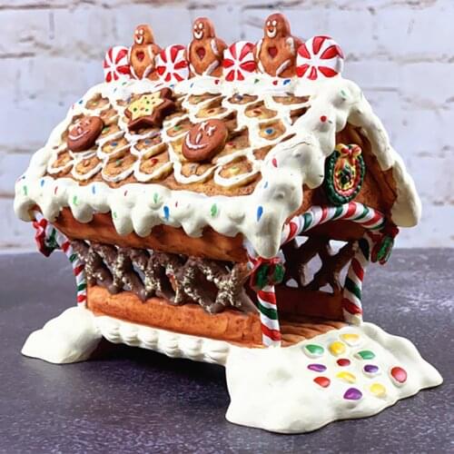 Christmas Gift Gingerbread House Hamster Small Nest House Pavilion Arch Bridge Ceramic Candy House Home Decoration
