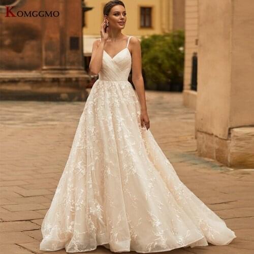 Custom Made Embroidery Appliques Tulle Sleeveless Bridal Ball Gown Luxury Backless Spaghetti Straps Court Train Wedding Dress