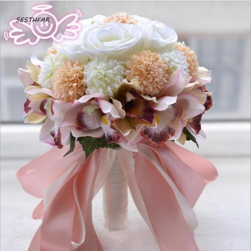 Bridal Bouquet De Noiva New Wedding Bouquet Blush Pink Peony Wedding Flower Silk Wedding Decoration SPH047