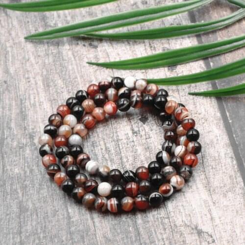 Retro 3 Layer Beaded Bracelet Natural Veins Agates Stone Round Beads Bracelets Fashion Gifts Bangle Handmade Jewelry 21" A982