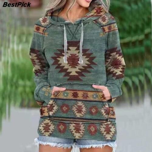 Vintage Women Hoodies Ethnic Oversized Womens Hoodie Sweatshirts Kawaii Female Autumn Sweatshirt with Hood Casual Pullover Tops