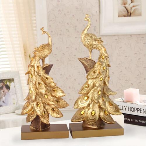 High-end Fashion Golden Peacock Home Decoration Creative Home Decorations Business Housewarming Gifts Resin Crafts