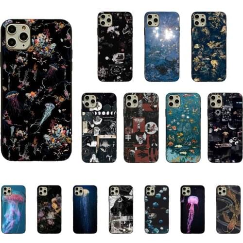 Yinuoda Fun personality Jellyfish Black Cell Phone Case For iPhone 11 12 pro MAX 8 7 6 6S Plus X XS MAX 5 5S SE XR Fundas Capa