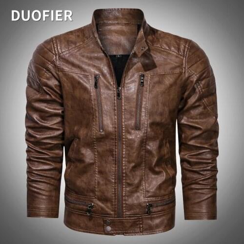 Winter Men Faux Leather Jacket Slim Fit Solid Motorcycle Biker Jackets Mens Streetwear Zippers Tactical Coat Windbreaker Fleece