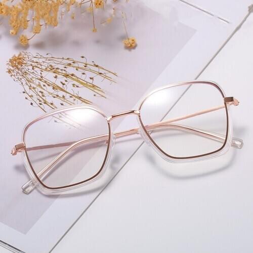 -0.5 -6.0Men Women Ultralight Sweet Anti-blue Light Finished Myopia Glasses Multilateral Nearsighted Glasses Large Frame Glasses