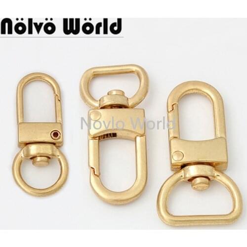 10-50 pieces Satin gold 4 size 10mm 13mm 16mm 19mm wide strap luggage tag metal snap hook clips bag part accessories