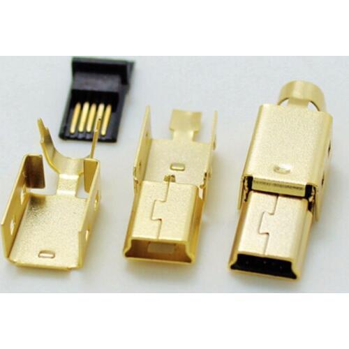 10set High quality 3 IN 1 MINI USB Gold Plating Male Plug DIY mini USB wire plug connection