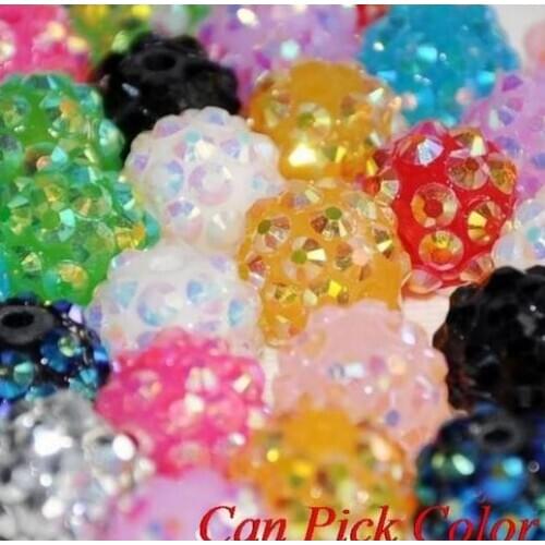10MM mixed white Chunky Resin Rhinestone Beads Bling Ball Beads Chunky Kid Necklace Jewelry Wives DIY Finding bracelet dsg3