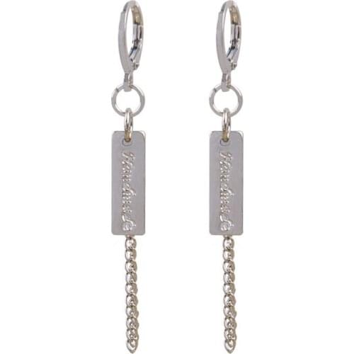 12 pair / lot fashion jewelry metal handmade letter chain tassel earring for women