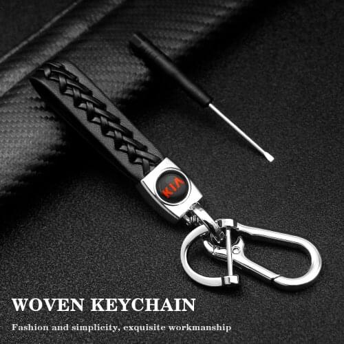 2Pcs Car Key Chains Braided Rope PU Leather Car Keychain Durable High Quality Fashion Keyring for KIA Picanto K5 K9 Accessories