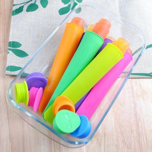 200pcs 6 Color DIY Silicone Popsicle Mould Sleeve Nontoxic Environmental Ice Cream Mold Tools With Cover