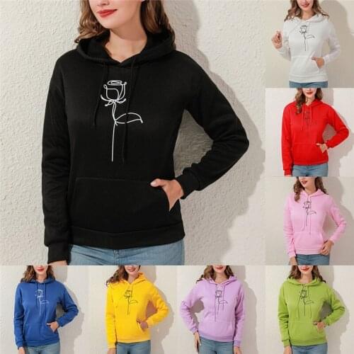 2021 Fashion Harajuku Winter Hoodie Women Loose Korean Style Sweatshirt Autumn Streetwear Flower Printing Hoodies Pullovers