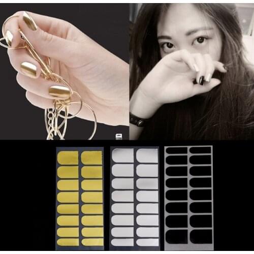 3 Sheet 2015 Hot Selling DIY Nail Stickers Decor Patch Foils Armour Wraps Decoration 3 Metal Colors Black Gold Silver Beauty