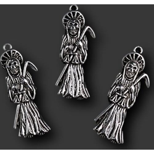 WKOUD 4pcs Silver Color Elf Witch Charm Punk Necklace Bracelet DIY Handmade Metal Halloween Jewelry Alloy Pendants A1369