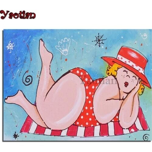 5D Diamond Painting Cartoon Fat lady Diamond Mosaic Full Drill Square Diamond Embroidery Icon 3D Picture Of Rhinestones