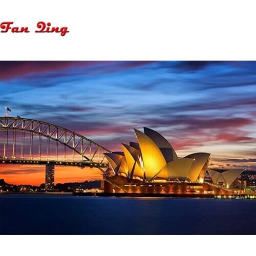 5D Diy Diamond Painting Scenery Full Square Drill Diamond Embroidery Sydney Opera House Home Decoration Diamond Mosaic Beadwork