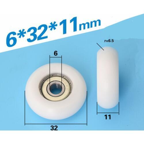 6*32*11 10pcs round belt pulley embedded bearing pulley package plastic bearing pulley windows small wheel nylon POM pulley