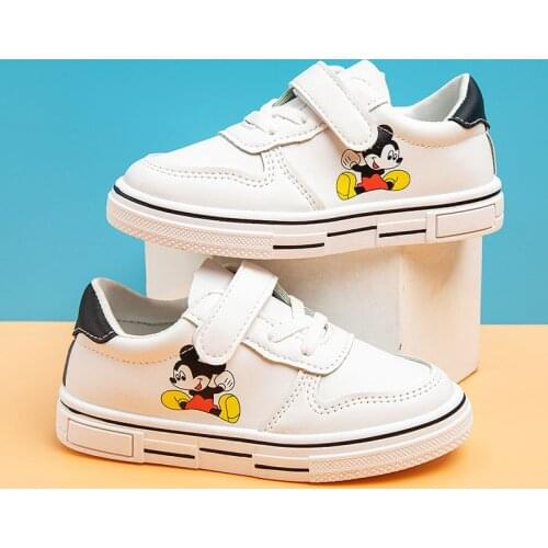 Disney Mickey Mouse white childrens shoes boys and girls fashion cartoon Mickey kids running sneakers boys casual shoes