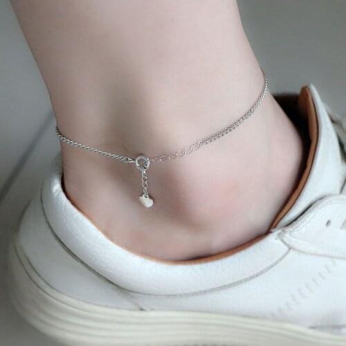 Cuban Link Anklets For Women Sterling Silver 925 Simple Strong 2021 Summer Beach Sandals With Flip On The Foot Female Teen GIFT