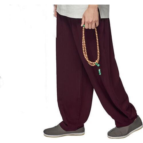 Summer&Spring 7color cotton&linen lay meditation nun pants shaolin monk kung fu bloomers zen trousers gray/yellow/blue/green/red