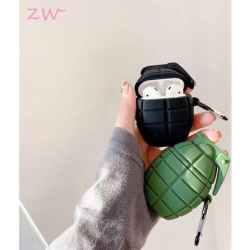 Hand grenade case for airpods 3 headset protective cover coke for airpods 1 2 3 case with hook for apple air pods pro keychain
