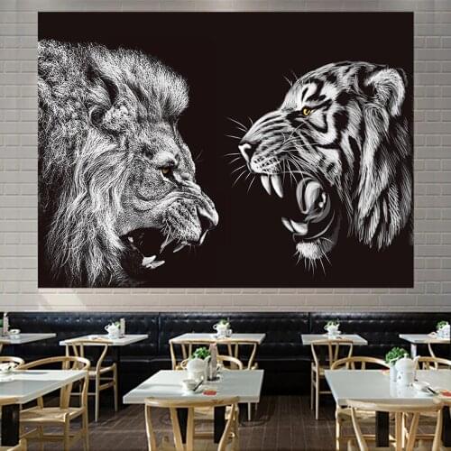 Aesthetic Room Lion Tapestry Anime Wall Covering House Stuff For Home And Rugs For Modern Living Room Decoration Mural