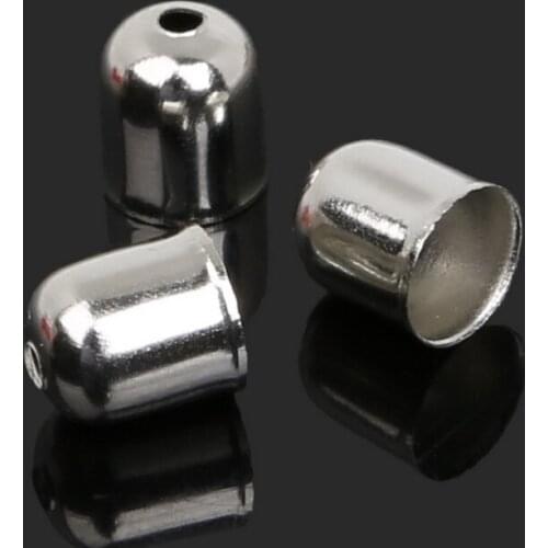 Hot sale 200pcs/lot 6mm*7mm 5mm inside diameter High Quality DIY 1colors Plated Hollow Metal Charms Bead Caps for Jewelry Making