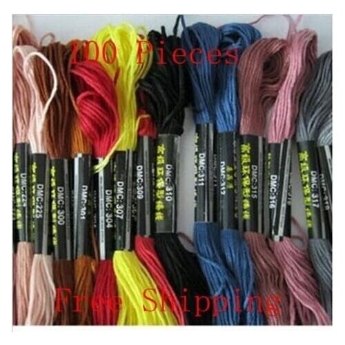 High Quality Total 100 Skeins Cross Stitch Floss Cotton Wire Free Shipping