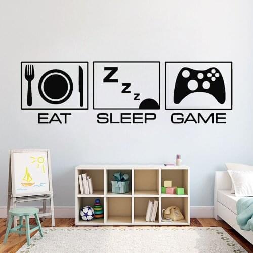Game Zone Wall Decal Eat Sleep Gamer Teen Room Decor Vinyl Art Wall Stickers Mural Bedroom Posters Removable for Boys P307