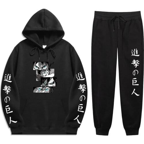 Anime Attack On Titan Printing 2 Pieces Sets Winter Sweatshirt+Drawstring Pants Hoodies hoodie sets Casual Long