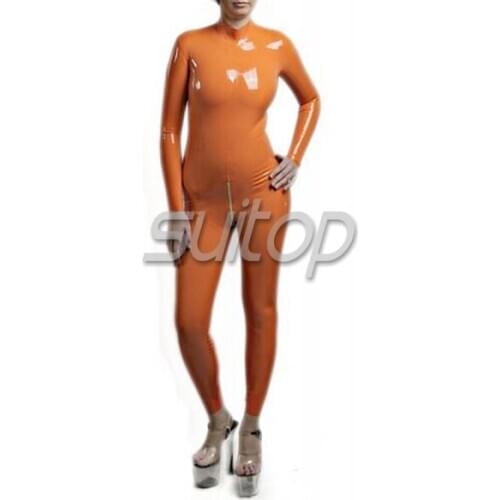 Suitop top sale nature sexy adult latex zentai fetish catsuit orange catsuit latex