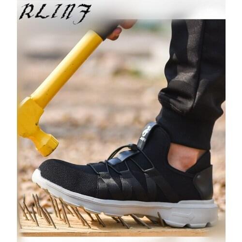 RLINFSummer Breathable and Odor-resistant Ultra-light Soft Bottom Anti-smashing Anti-piercing Work Safety Protective Shoes