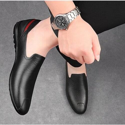 Mens Soft Driving Shoes Genuine Pu Leather Shoes for Men Sneakers Male Adult Handmade Slip On Flat Boat Shoes Man Footwear