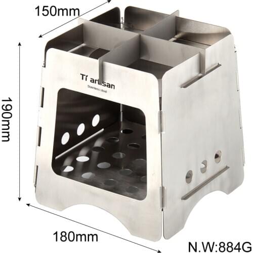 Tiartisan NEW Arrival Big Size Ultra Lightweight Portable Wood Burning Camping Stove Backpacking Stove with Nylon Carry Case