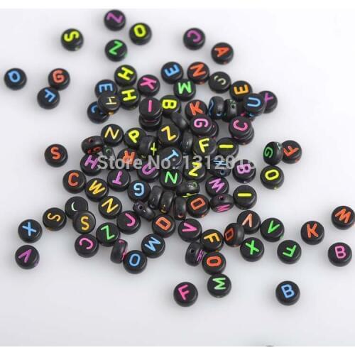 Wholesale!!DIY 400Pcs 7mm Multicolor Mixed Alphabet /Letter, Acrylic Charming Flat Spacer Beads YKL0114